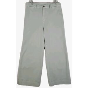 GAP ~Woman Size 12~ Light Green High Rise Wide Leg Cropped Jeans Cotton Blend.